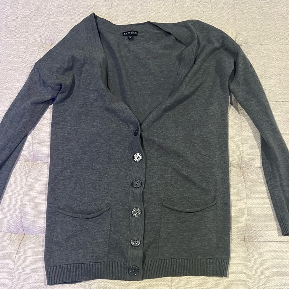 Express gray button up cardigan